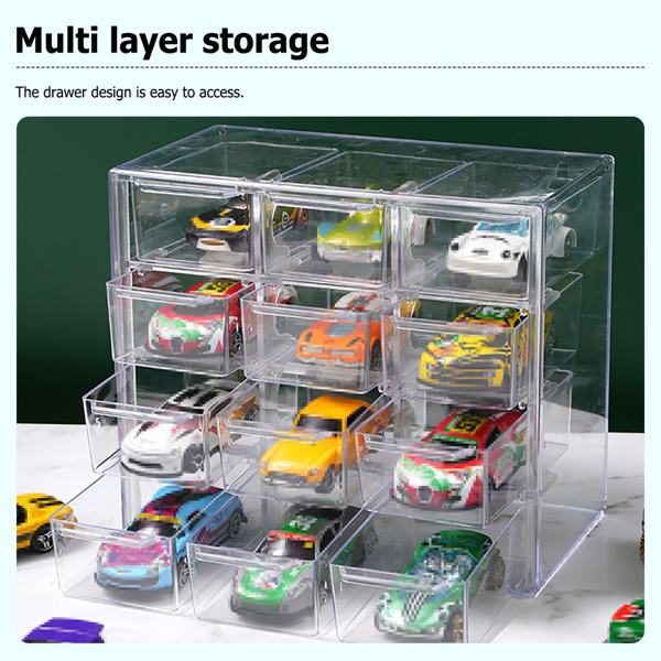 Clear Acrylic Display Case Storage Box Hold 12 Toy Cars For 1/64 Scale Model Car-7