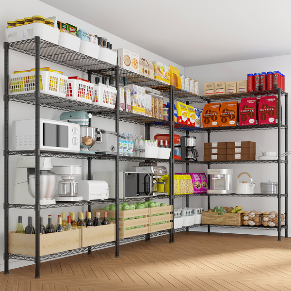 58''W  Adjustable  Storage Shelves 1500LBS  NSF  Wire Shelving Unit 5 Tier Metal Shelving for Storage Rack Shelves for Storage Heavy Duty Garage Shelf Pantry Shelves Kitchen Shelving,  58''W*71''H*-20