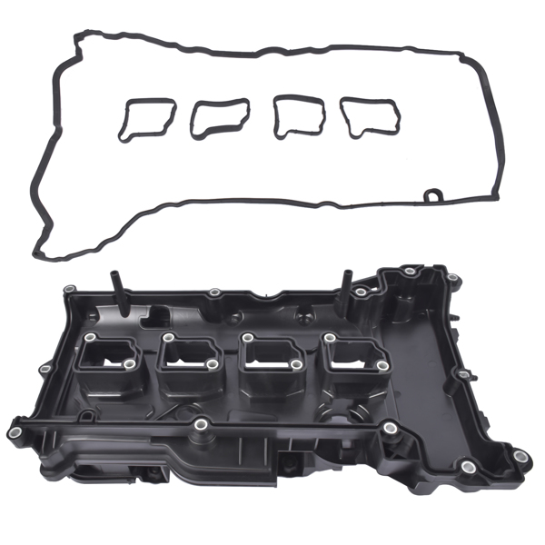 Black Pastic Engine Valve Cover with Gasket Fit for Mercedes-Benz C250 SLK250 2012-2015 1.8L L4 2710101730-5