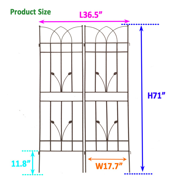 4 Pack Metal Garden Trellis 71" x 17.7" Rustproof Trellis for Climbing Plants Outdoor Flower Support Brown -7