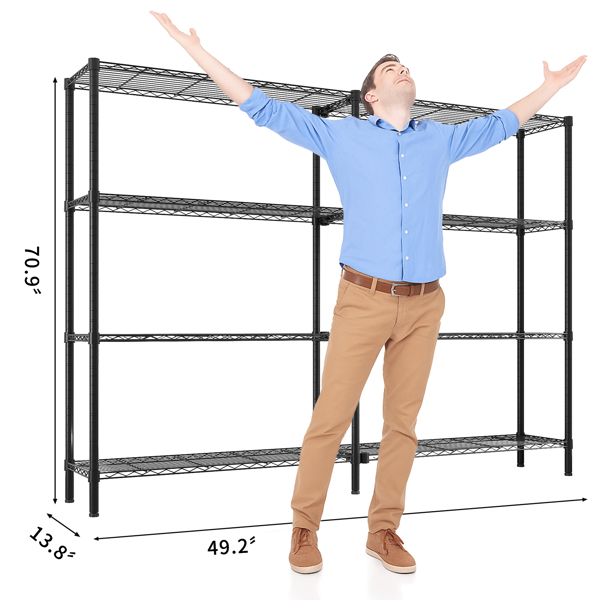 49.2''W  Adjustable  Storage Shelves   NSF  Wire Shelving Unit Multiple rows   Shelving for Storage Rack Shelves for Storage Heavy Duty Garage Shelf Pantry Shelves Kitchen Shelving,  49.2''W*70.86''H*-12