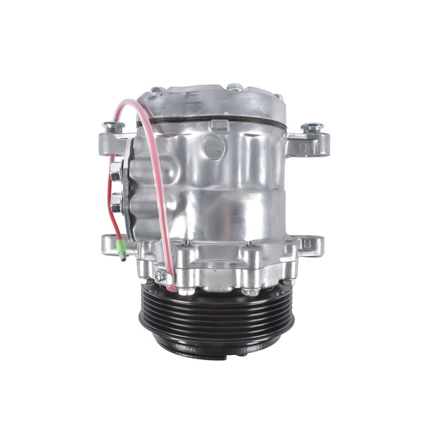 A/C Compressor with 6-Groove Pulley Replacement for Sanden SD7 Style Serpentine Belt Mini HC5005C-4