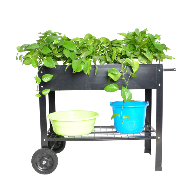 Mobile Metal Raised Garden Bed Cart with Legs, Elevated Tall Planter Box with Wheels for Outdoor Indoors House Patio Backyard Vegetables Tomato DIY Herb Grow Black -13