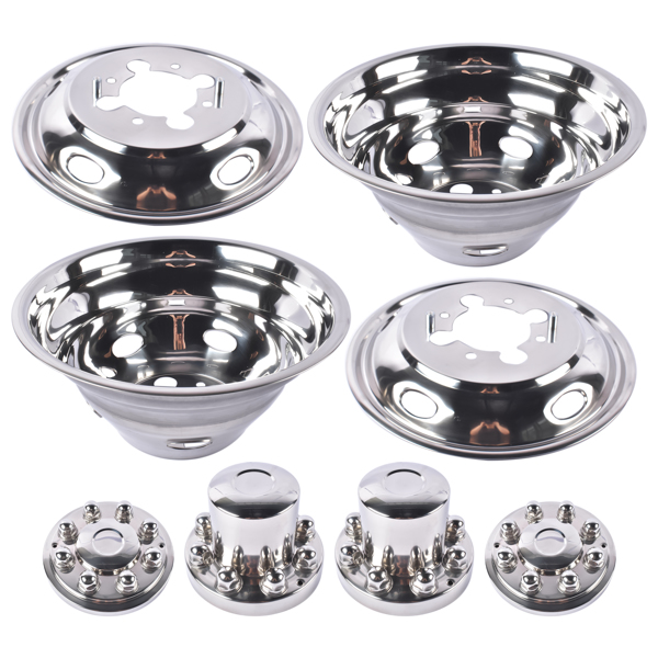 Stainless Steel Dual Wheel Simulator Covers Fit for 2003-2018 Replacement for Dodge Replacement for Ram 3500 17"-1