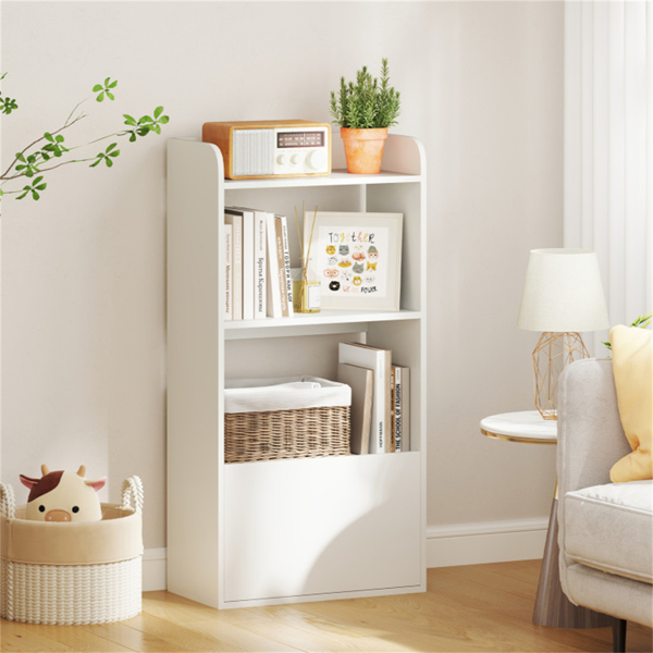 White Freestanding Bookshelf with 3-Tier Shelf -1
