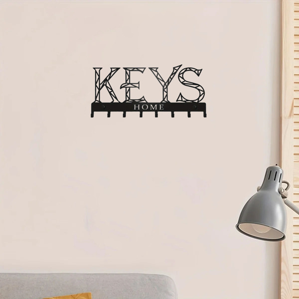 1pc Metal Wall - Mounted Key Holder Hook: A Stylish Decorative Wall Decoration. The Punching/Adhesive Installation Storage Solution Ensures Easy and Neat Key Organization.Wall Sculptures.-24