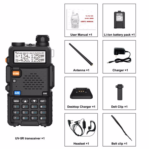 BAOFENG Radio Portable Walkie Talkie UV-5R, Handheld Ham Radio Long Range  High Power, Rechargeable Two-Way Radio for Hiking Hunting Camping Road Trip Survival Outdoor Adventures,-19