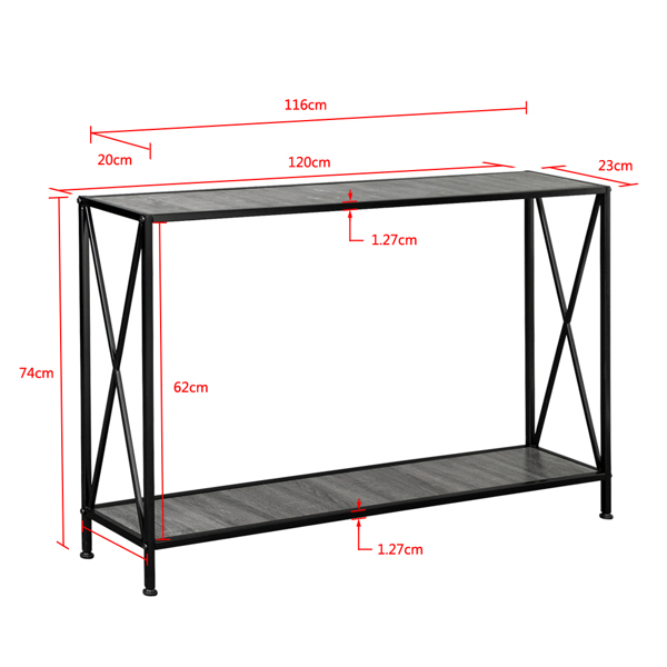 Artisasset Grey MDF Countertop Black Wrought Iron Base 2 Layers Forked Console Table-21