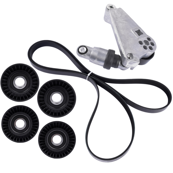 正时套装 6Pcs Drive Belt Kit W/ Tensioner & Idler Pulleys For 2012-2018 Jeep Wrangler JK 3.6L 04627038AA 4627041AA -8
