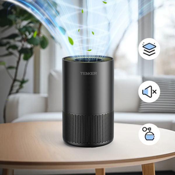 （Amazon&TEMU: Prohibited,No weekend orders.）H13 True HEPA Air Purifier Cleaner with 360° Air Inlet, Air Purifiers for Home Large Room Pets Up to 1300 Sq Ft  for Bedroom Wildfire Smoke (Black)-1