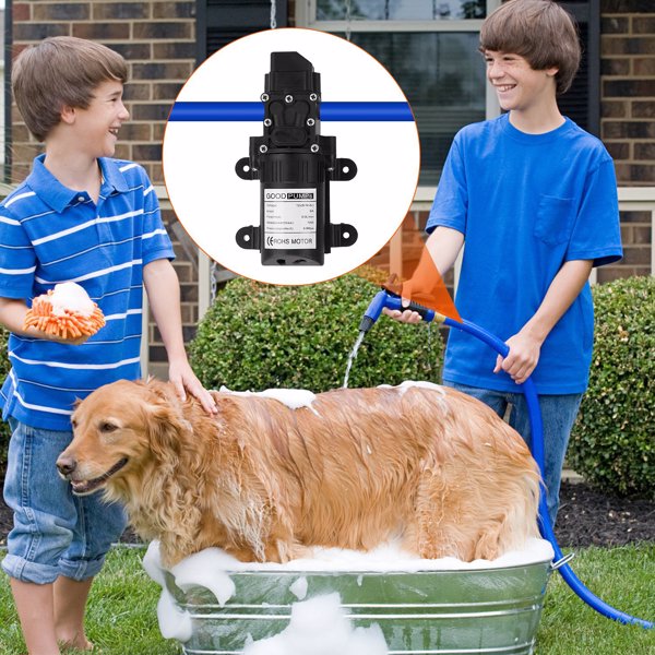 2PCS 12V Water Pump with 2 Hose Clamps 130PSI Self Priming Sprayer Pump 70W Electric Diaphragm Water Pump 6L/Min for RV Camper Marine Boat-2