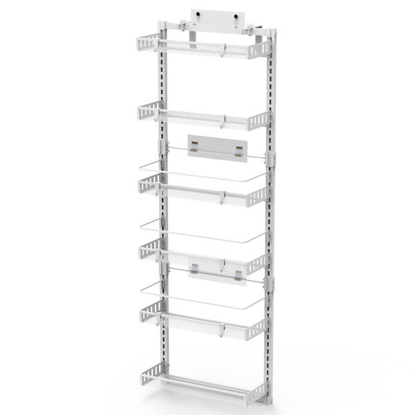 6-Tier Over the Door Pantry Organizer, Large Metal Door Spice Rack, Hanging Heavy-Duty Pantry Door Storage Shelf  10LBS Loading Easy Install Behind Door Storagefor Kitchen and Bathroom, White-5