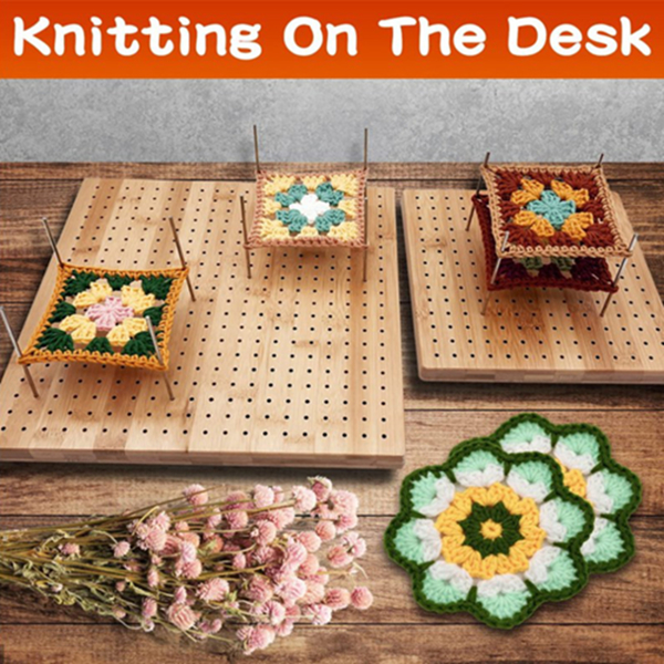  Bamboo Bloking Board Handcrafted Knitting Blocking Mat Non-Slip Grid for Granny Squares, Yarn Tools Gifts for Crafters-10