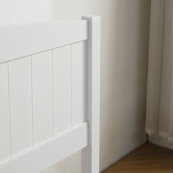 FCH Twin Pine Single-Layer Core Vertical Stripe Full-Board Curved Bed Head With The Same Bed Foot White Wooden Bed-34