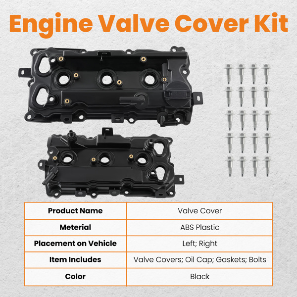 2pcs Valve Cover w/ Gasket & Cap Fit for Nissan Altima Pathfinder V6 3.5L 2015-2018-4