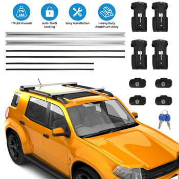 Car Roof Rack Cross Bars 1.22m Thick Aluminum Crossbars Universal Roof Rack Adjustable Roof Cross Bars with 176lbs Load Capacity Fits Most Vehicles with Existing Raised Side Rails with Gap