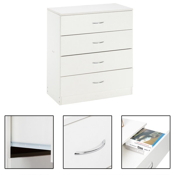 Modern Simple 4-Drawer Dresser White-13