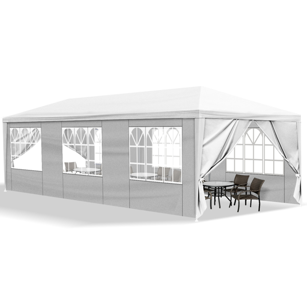10'x30' Outdoor Party Tent with 8 Removable Sidewalls, Waterproof Canopy Patio Wedding Gazebo, White-6