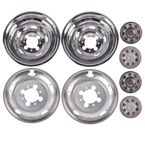 Stainless Steel Dual Wheel Simulator Covers Fit for 2003-2018 Replacement for Dodge Replacement for Ram 3500 17"-5