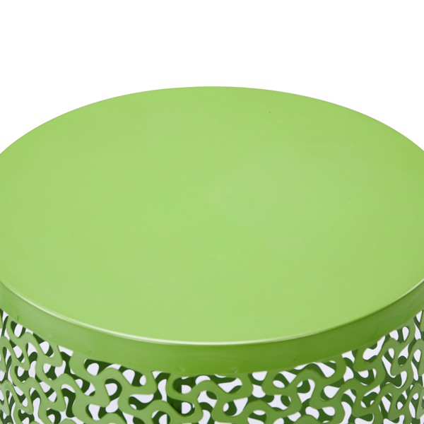Outdoor Nesting Side Table Set of 3, Round Patio Accent Table, Metal Frame End Table for Indoor Outdoor, 12", 14", 16"H, Green-3