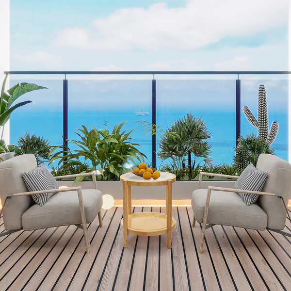 19.7in Rattan Coffee Table with Glass Top, Small Round End Table, Boho Style Side Table Sofa End Table for Living Room Balcony Patio, Natural-11