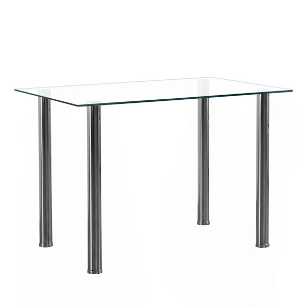 【Replace 98151741】4-seat simple rectangular cylindrical leg table tempered glass stainless steel clear glass 110 * 70 * 75cm-7