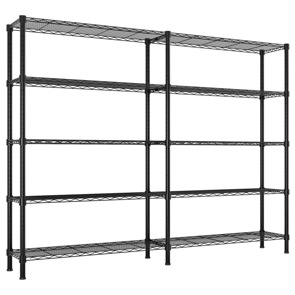 58''W  Adjustable  Storage Shelves 1500LBS  NSF  Wire Shelving Unit 5 Tier Metal Shelving for Storage Rack Shelves for Storage Heavy Duty Garage Shelf Pantry Shelves Kitchen Shelving,  58''W*71''H*-17