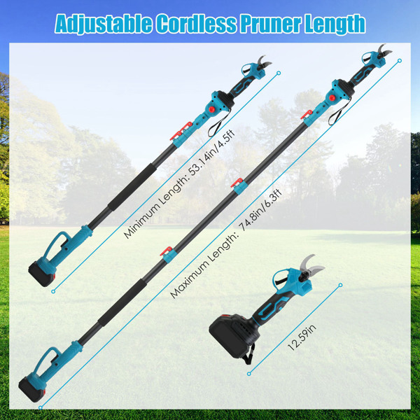 2-in-1 Electric Pruning Shear with Pole - 850W Brushless Motor, 200min Run Time, 4.5-6.3ft Extension for Perfect for Hedges, Trees, and Gardens-11