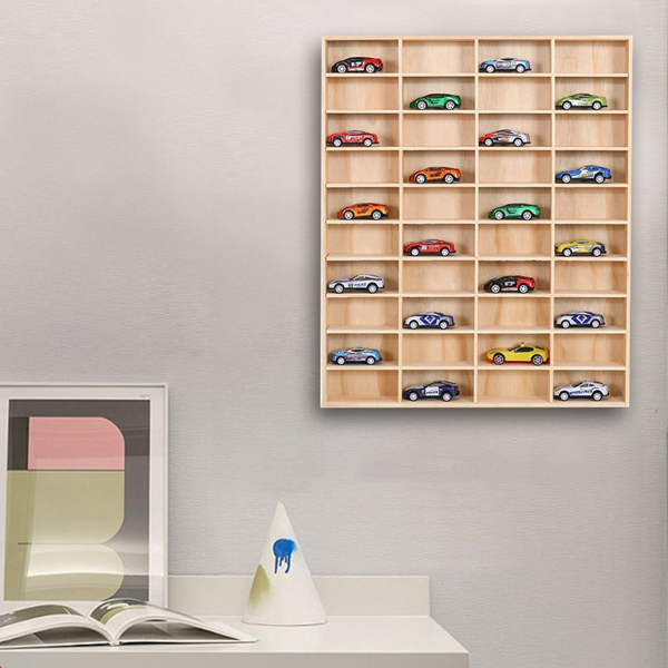 Wooden 1/64 Scale Toy Car Hot Diecast Wheels Matchbox Display Case Storage Gift-7