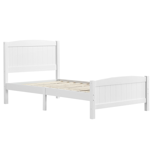 FCH Twin Pine Single-Layer Core Vertical Stripe Full-Board Curved Bed Head With The Same Bed Foot White Wooden Bed-5