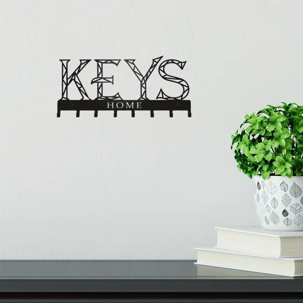 1pc Metal Wall - Mounted Key Holder Hook: A Stylish Decorative Wall Decoration. The Punching/Adhesive Installation Storage Solution Ensures Easy and Neat Key Organization.Wall Sculptures.-30