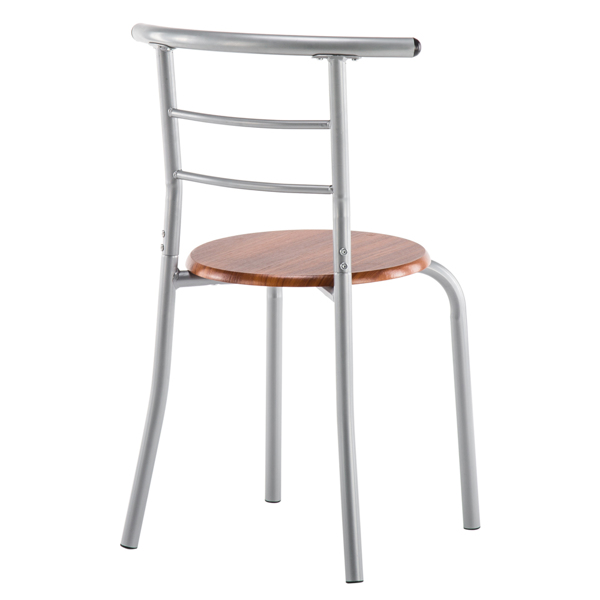 【Replace 35204938】Brown Wood Grain PVC Breakfast Table (One Table and Two Chairs)-5
