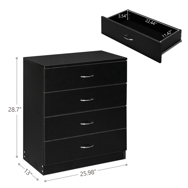 Modern Simple 4-Drawer Dresser Black-7