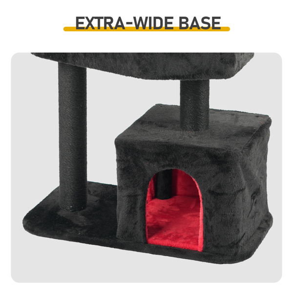 44.5" Heavy Duty Gothic Cat Tree Large Cat Tower Cat Tree for Indoor Cats Spacious Cat Condo Coffin for Large Cats Scratching Posts Hanging Ball Pet Activities Platform Cat Furniture-16