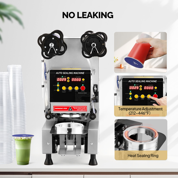 Cup Sealing Machine, Fully Automatic Cup Sealer Machine 500-650 Cups/H, Electric Cup Sealing Machine 88/89/90/95mm with LCD Digital Control, Cup Sealer for Bubble Milk Tea Coffee,Silver -4