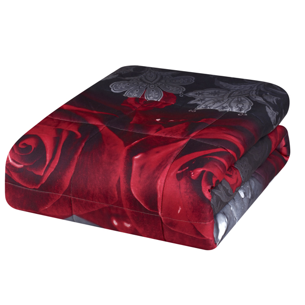 3D Comforter set 3 Pieces Rose Love Romantic Moment Print Comforter Set with Microfiber Fabric and Filling (Amazon Shipping)-4