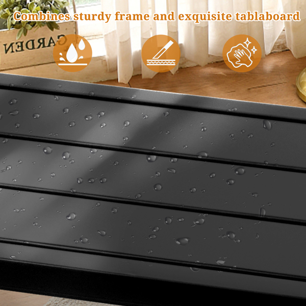【Replace 15354251】55" Outdoor Bar Table with Adjustable Feet, Rectangle Narrow Counter Height Table, Ideal Bar Height Table for Balcony Patio Garden Yard Poolside, Black-6
