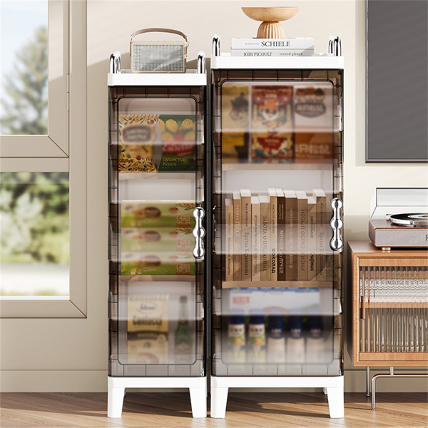 Small Narrow Storage Cabinet with Doors and Shelves Slim Waterproof Bathroom Storage Organizers Skinny Plastic Freestanding Cabinets Gap Spaces Saver for Kitchen Laundry Room Bedroom-3