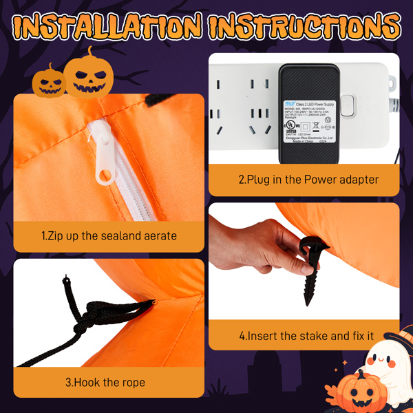 9FT Halloween Inflatable Stacked Pumpkins, Blow up 6 Pumpkins Inflatable with Built-in LED Lights Outdoor Decorations Large Party Yard Decoration-9