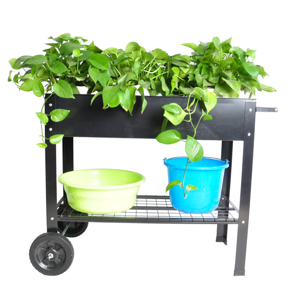 Mobile Metal Raised Garden Bed Cart with Legs, Elevated Tall Planter Box with Wheels for Outdoor Indoors House Patio Backyard Vegetables Tomato DIY Herb Grow Black -1