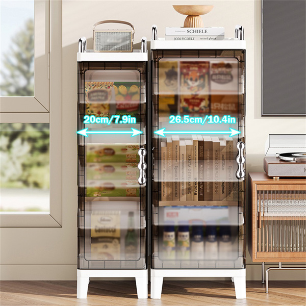 Small Narrow Storage Cabinet with Doors and Shelves Slim Waterproof Bathroom Storage Organizers Skinny Plastic Freestanding Cabinets Gap Spaces Saver for Kitchen Laundry Room Bedroom-8
