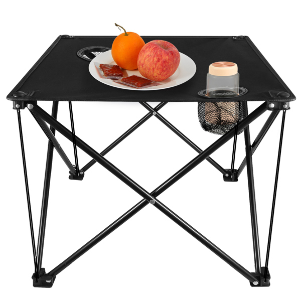 Compact Foldable Outdoor Side Table – No-Tool Setup, Water-Resistant 600D Fabric, Steel X Holds 44 lbs, Includes Carry Bag & Drink Holders, Perfect for Camping, BBQ, Fishing, Backyard-4