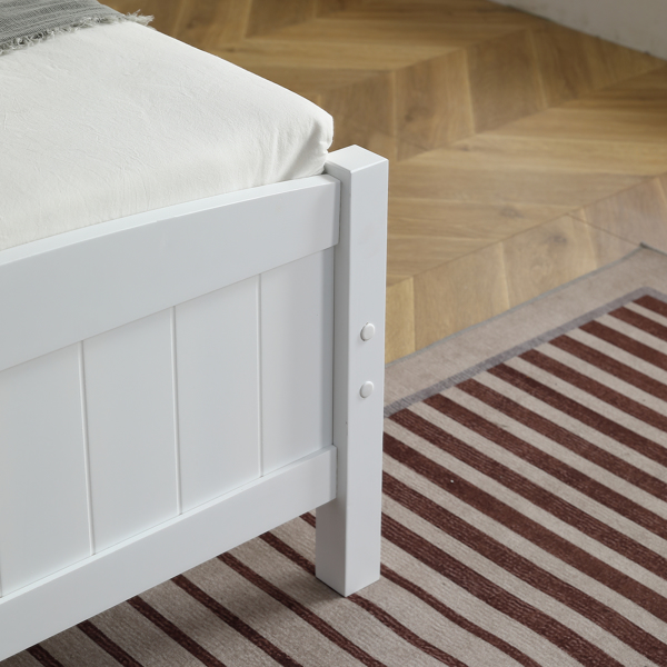 FCH Twin Pine Single-Layer Core Vertical Stripe Full-Board Curved Bed Head With The Same Bed Foot White Wooden Bed-24