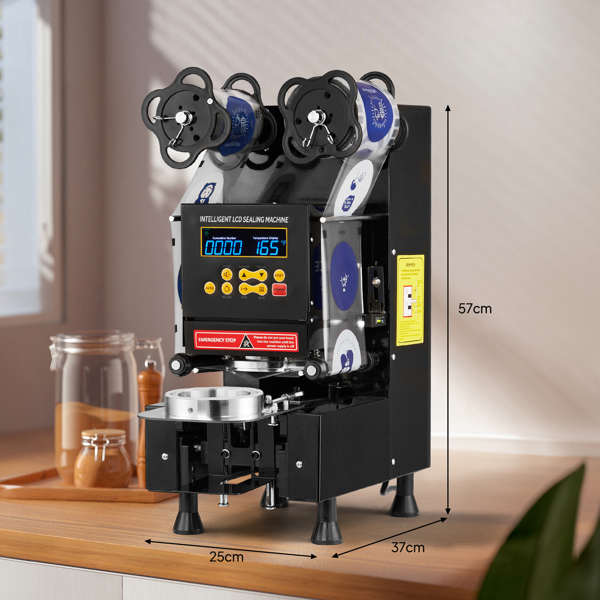 Cup Sealing Machine Full Automatic, Electric Cup Sealer 500-600 Cups/H, Bubble Tea Machine with LCD Intelligent Display, 88/89/90/95 mm Cup for Bubble Milk Tea Coffee Black -4