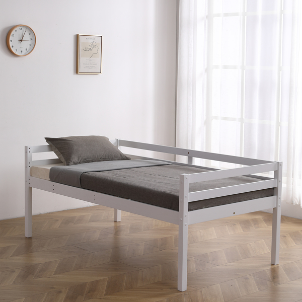 FCH Short-Legged Double-Layer Head And Tail Cross Brace Guardrail Straight Ladder Twin Pine Can Be Split Into a Single-Layer Bed Wooden Bed White-51
