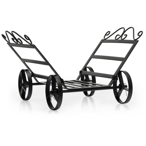 Mobile Firewood Storage Rack - 110 lbs Capacity Steel Frame, 5" Wheels -3