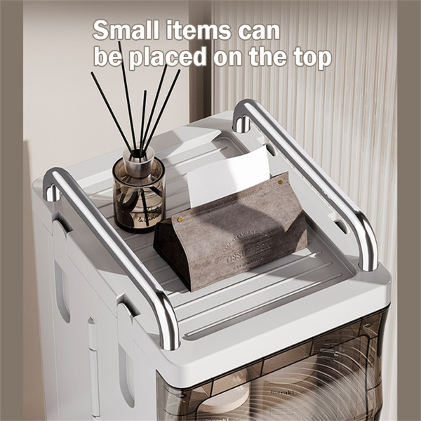 Small Narrow Storage Cabinet with Doors and Shelves Slim Waterproof Bathroom Storage Organizers Skinny Plastic Freestanding Cabinets Gap Spaces Saver for Kitchen Laundry Room Bedroom-6