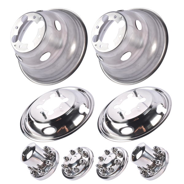 Stainless Steel Dual Wheel Simulator Covers Fit for 2003-2018 Replacement for Dodge Replacement for Ram 3500 17"-8