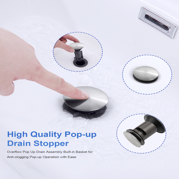 Bathroom Faucet Chrome with Pop-up Drain & Supply Hoses 2-Handle 360 Degree High Arc Swivel Spout Centerset[Unable to ship on weekends,usps/fedex]-2
