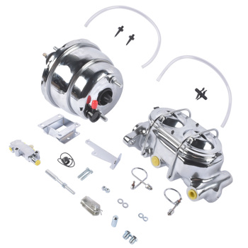 刹车助力器总成 7\\'\\' Chrome Power Brake Booster Master Cylinder Disc Drum Kit Fits for Chevy Bel Air One-Fifty Two-Ten Series 1955-1957